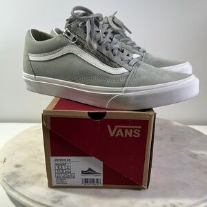 Vans Shoes men Size 9.5 New Old Skool Zip Suede Blanc de Blanc Casual Sneakers